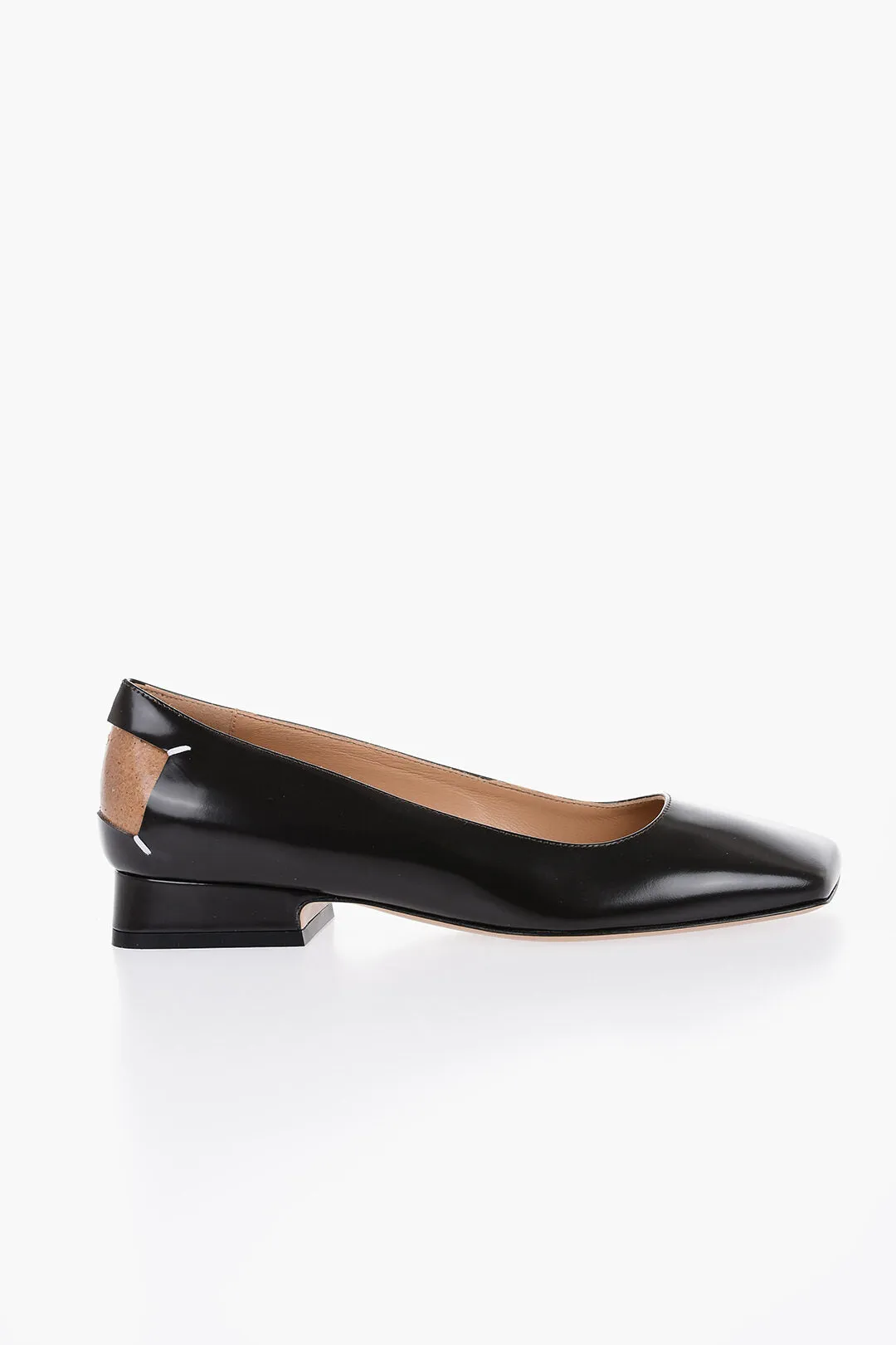 Maison Margiela Brushed Leather Ballerinas With Cut-Out Details
