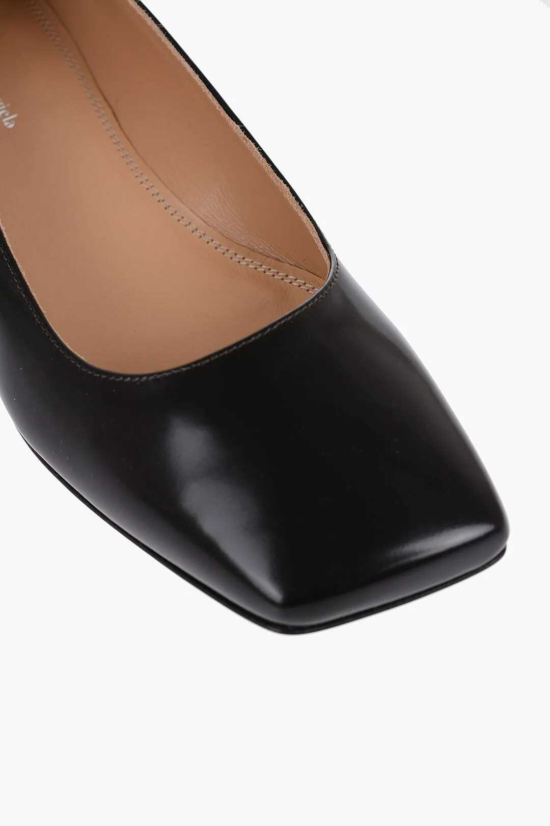 Maison Margiela Brushed Leather Ballerinas With Cut-Out Details