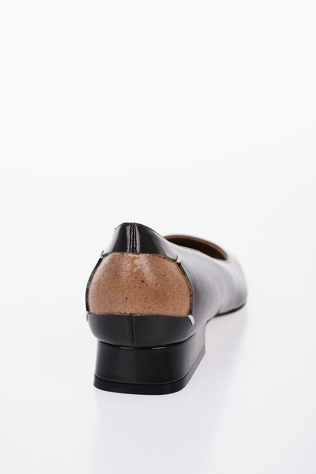Maison Margiela Brushed Leather Ballerinas With Cut-Out Details