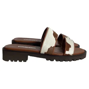 Manolo Blahnik Gadmu Cow Print Flat Sandals in Animal Print Ponyhair