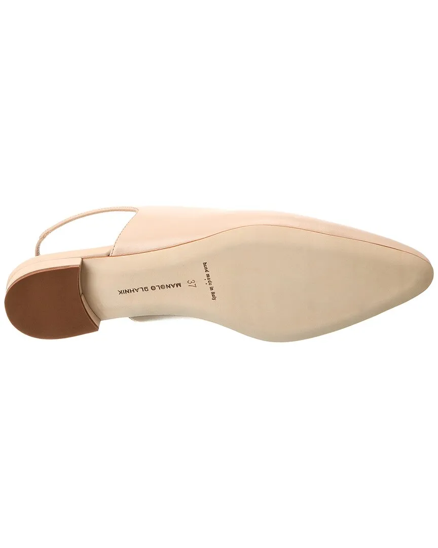 Manolo Blahnik Sawra Leather Slingback Flat