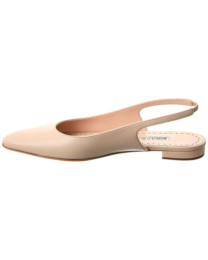 Manolo Blahnik Sawra Leather Slingback Flat