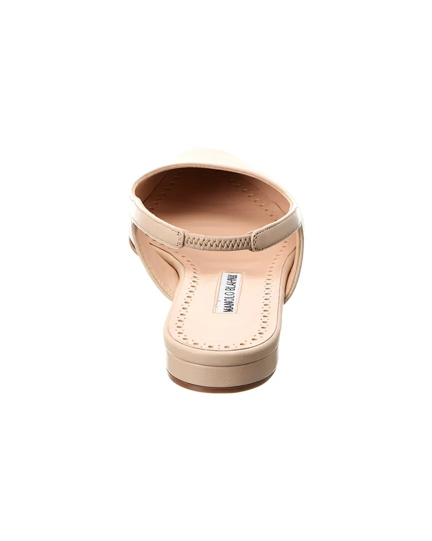 Manolo Blahnik Sawra Leather Slingback Flat