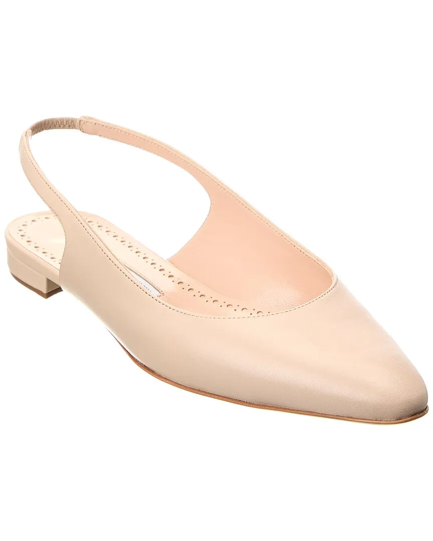 Manolo Blahnik Sawra Leather Slingback Flat