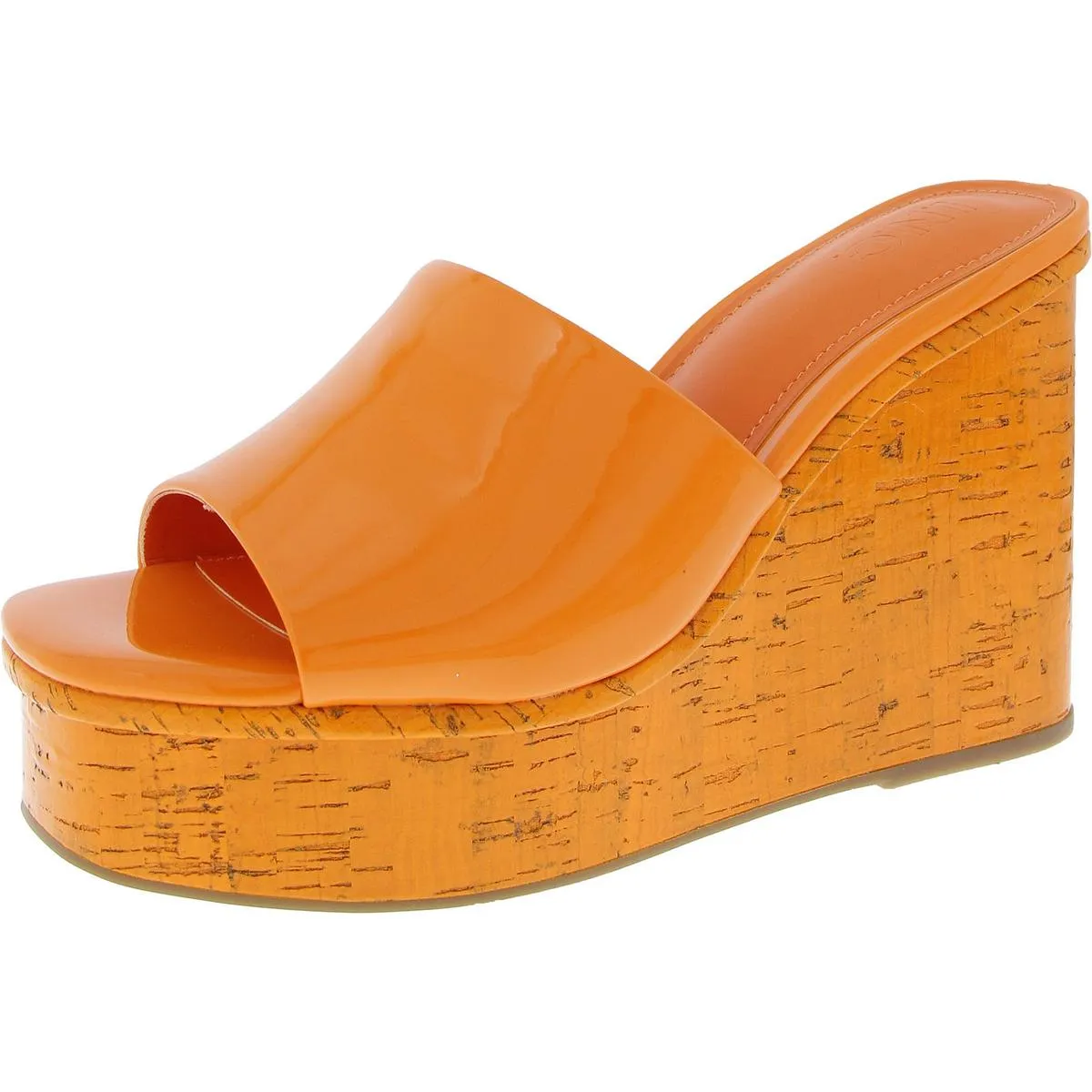 Melinaa Womens Patent Peep-Toe Platform Sandals
