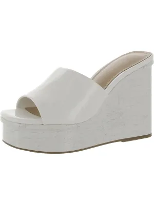 Melinaa Womens Patent Peep-Toe Platform Sandals