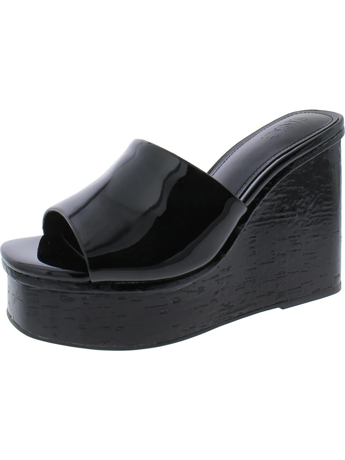 Melinaa Womens Patent Peep-Toe Platform Sandals