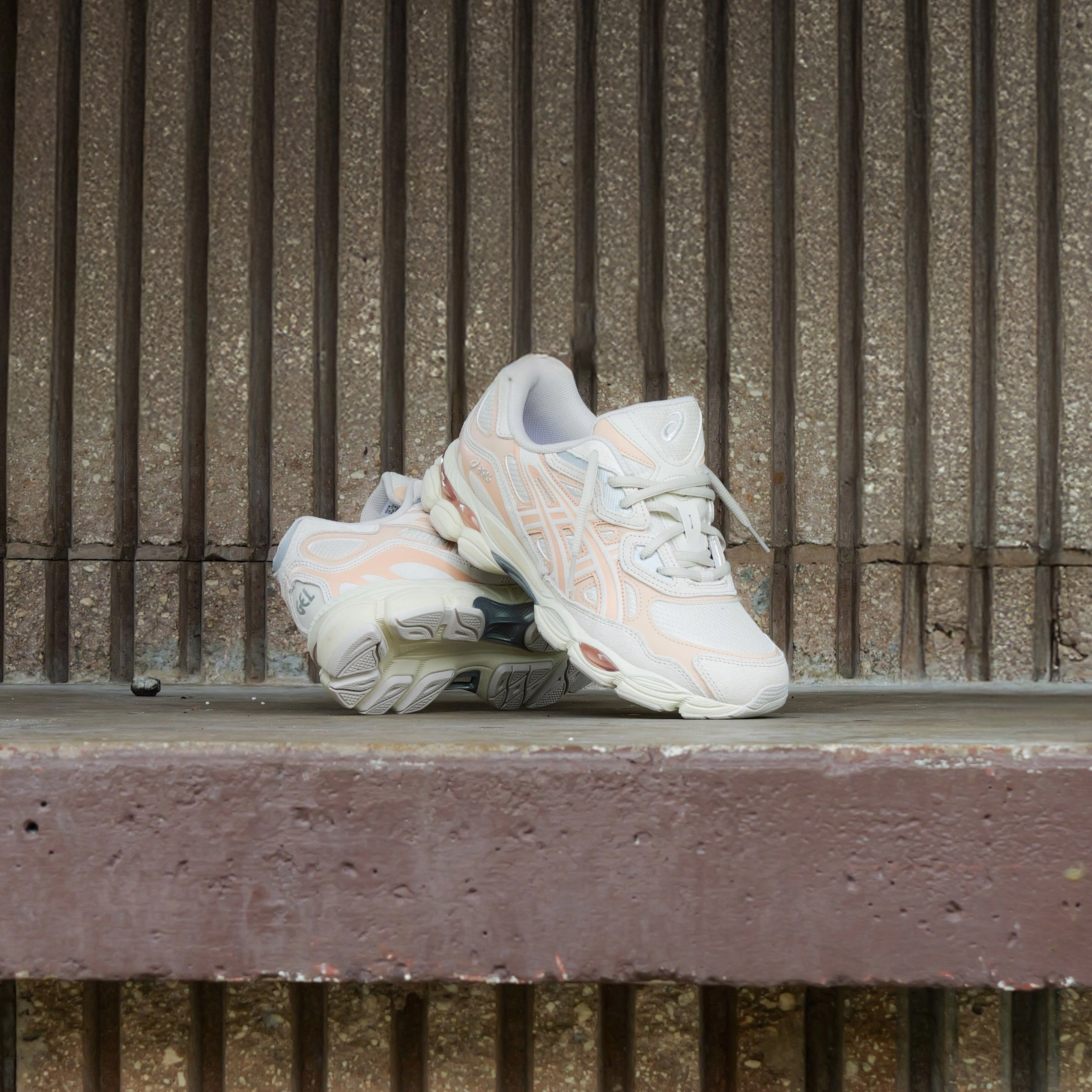 Mens Asics Gel-NYC (Oatmeal/Bisque) running shoe close-up shots