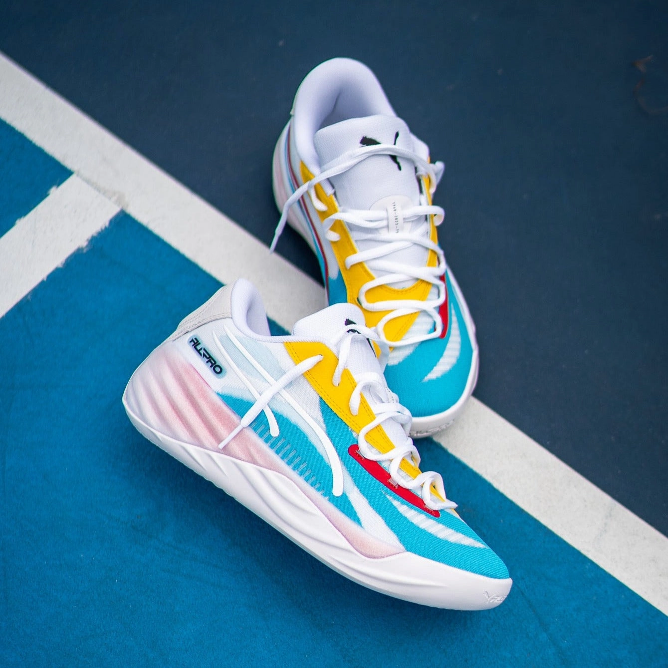 Mens Puma All-Pro Nitro (White/Multi) Puma athletic shoe visuals