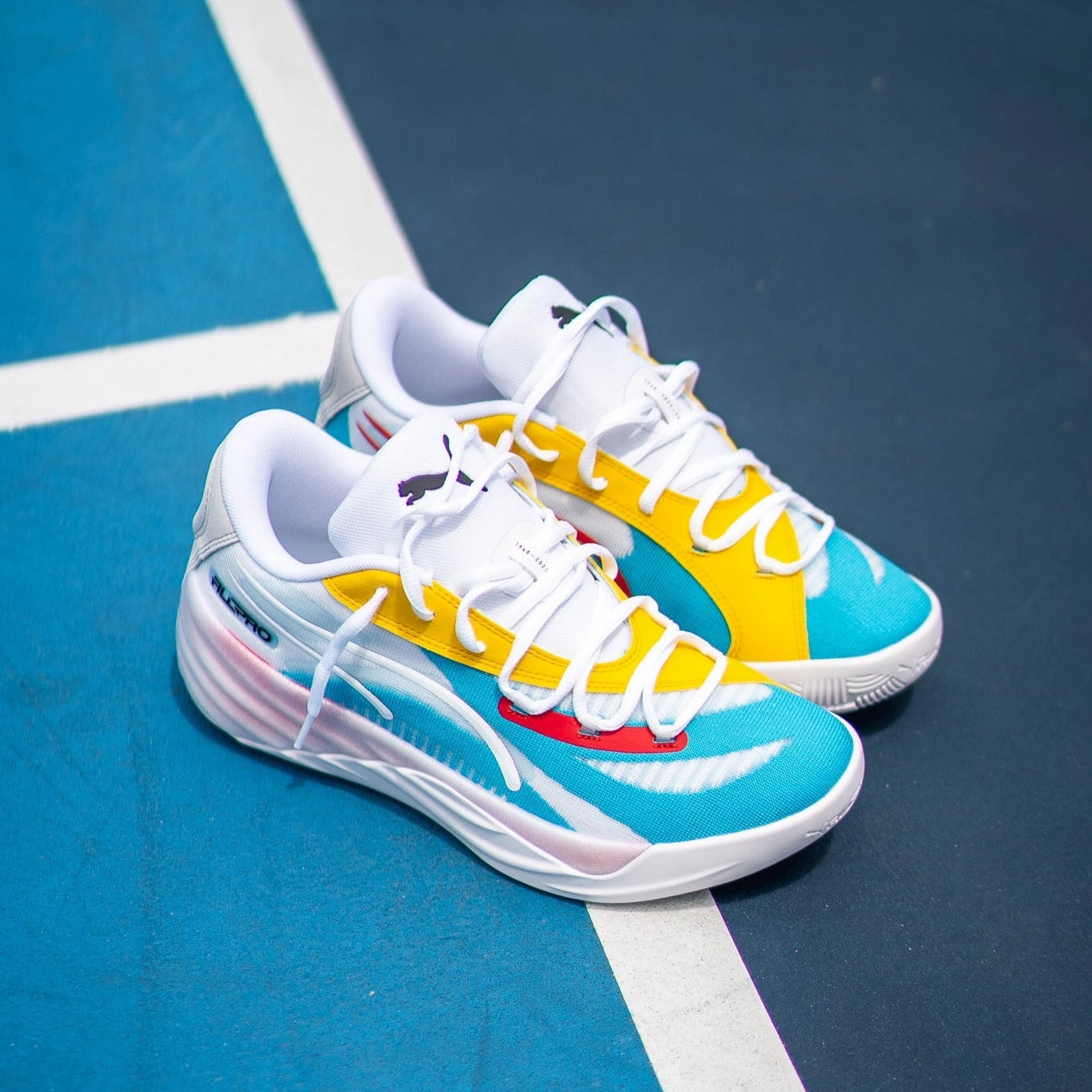 Mens Puma All-Pro Nitro (White/Multi) Puma athletic shoe visuals