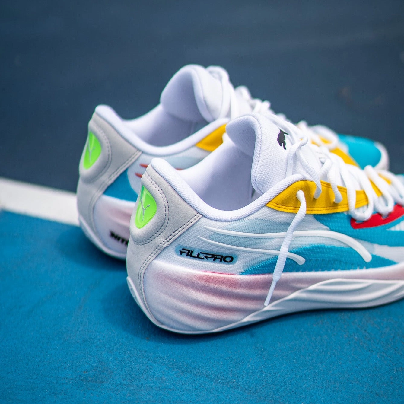 Mens Puma All-Pro Nitro (White/Multi) Puma athletic shoe visuals