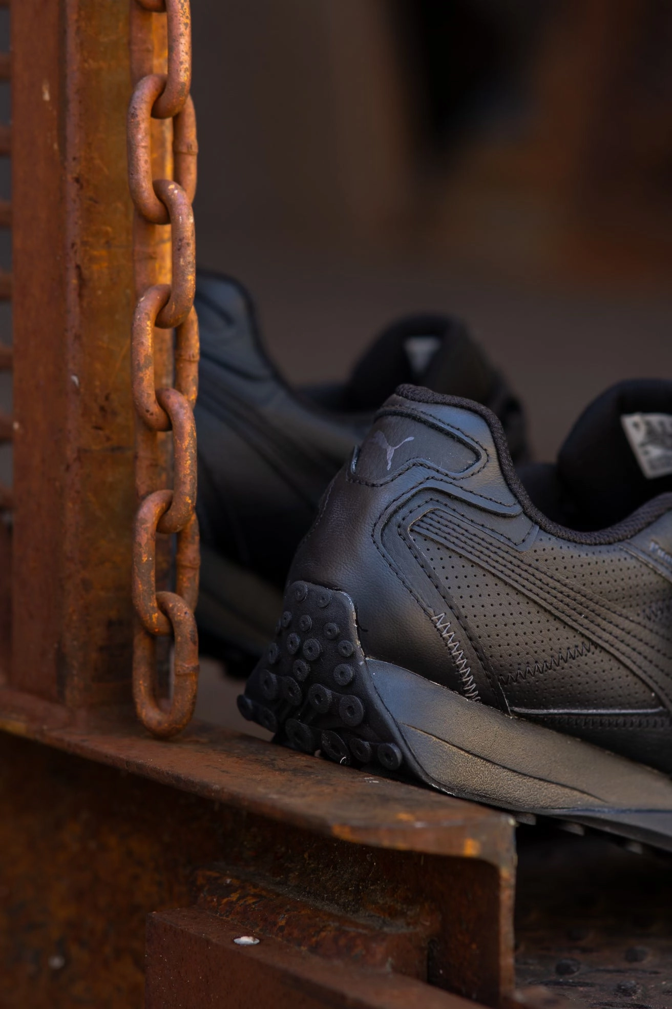 Mens Puma Blacktop Rider Leather (Black/Shadow Grey) Puma athletic shoe visuals
