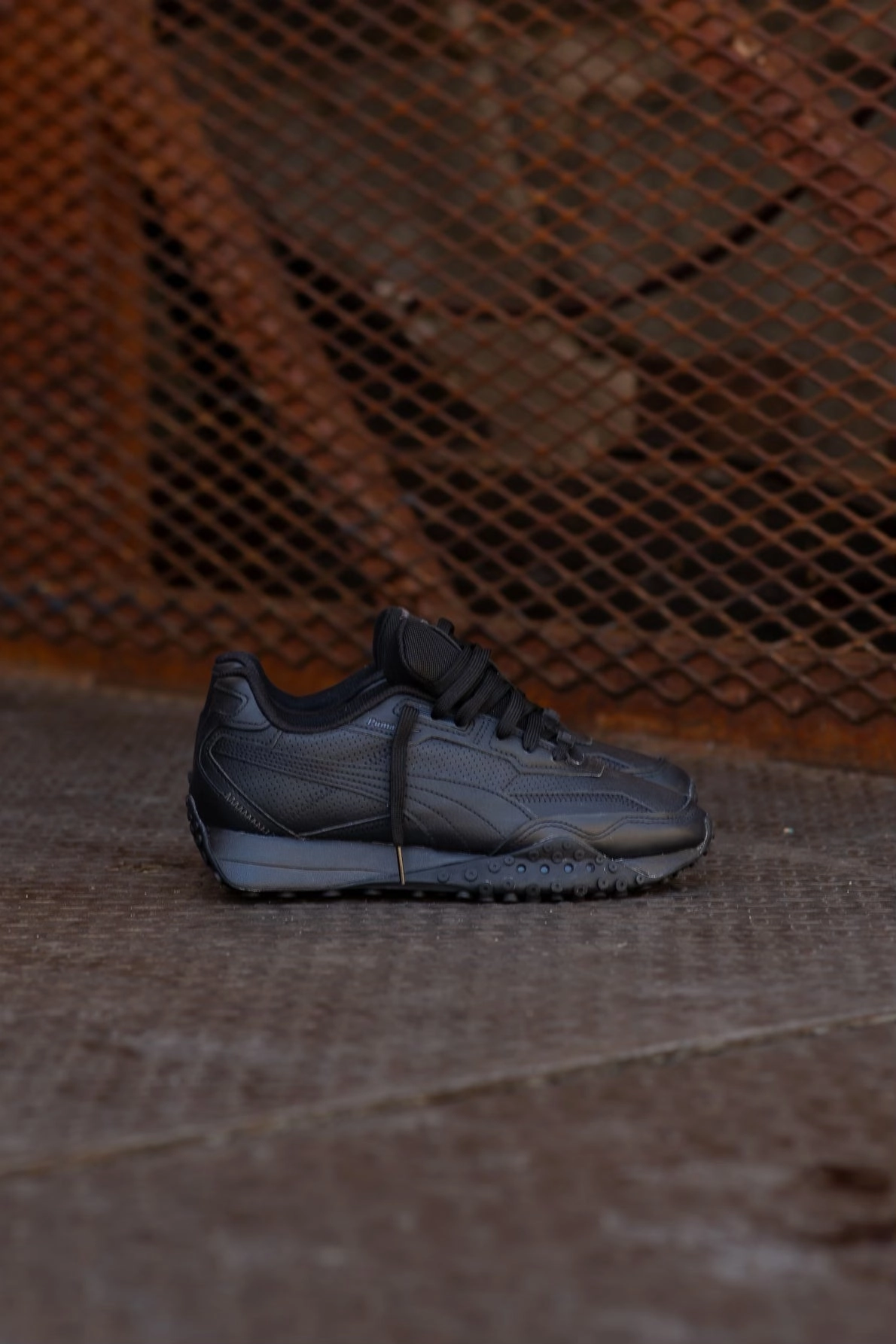 Mens Puma Blacktop Rider Leather (Black/Shadow Grey) Puma athletic shoe visuals