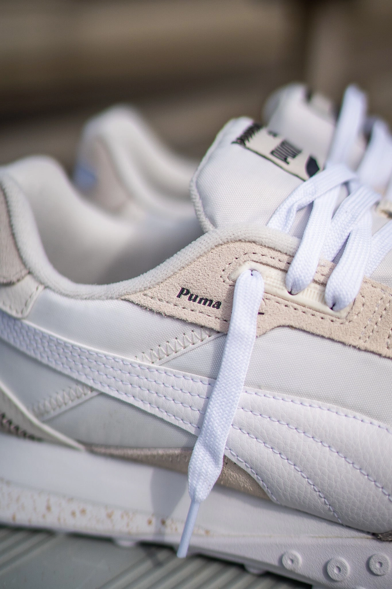 Mens Puma Blacktop Rider (Warm White) Puma athletic shoe visuals