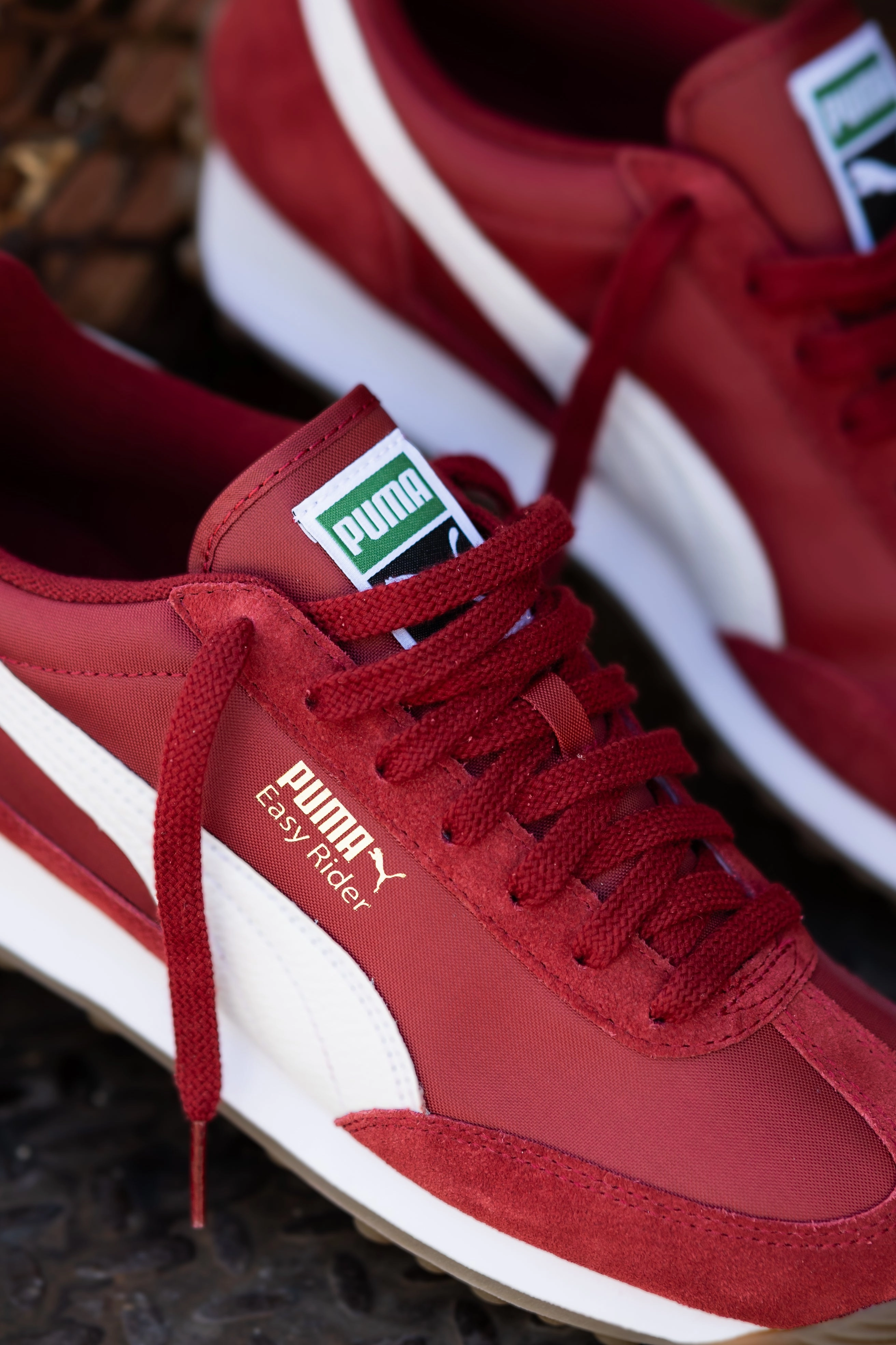Mens Puma Easy Rider Vintage (Intense Red/Puma White) Puma athletic shoe visuals