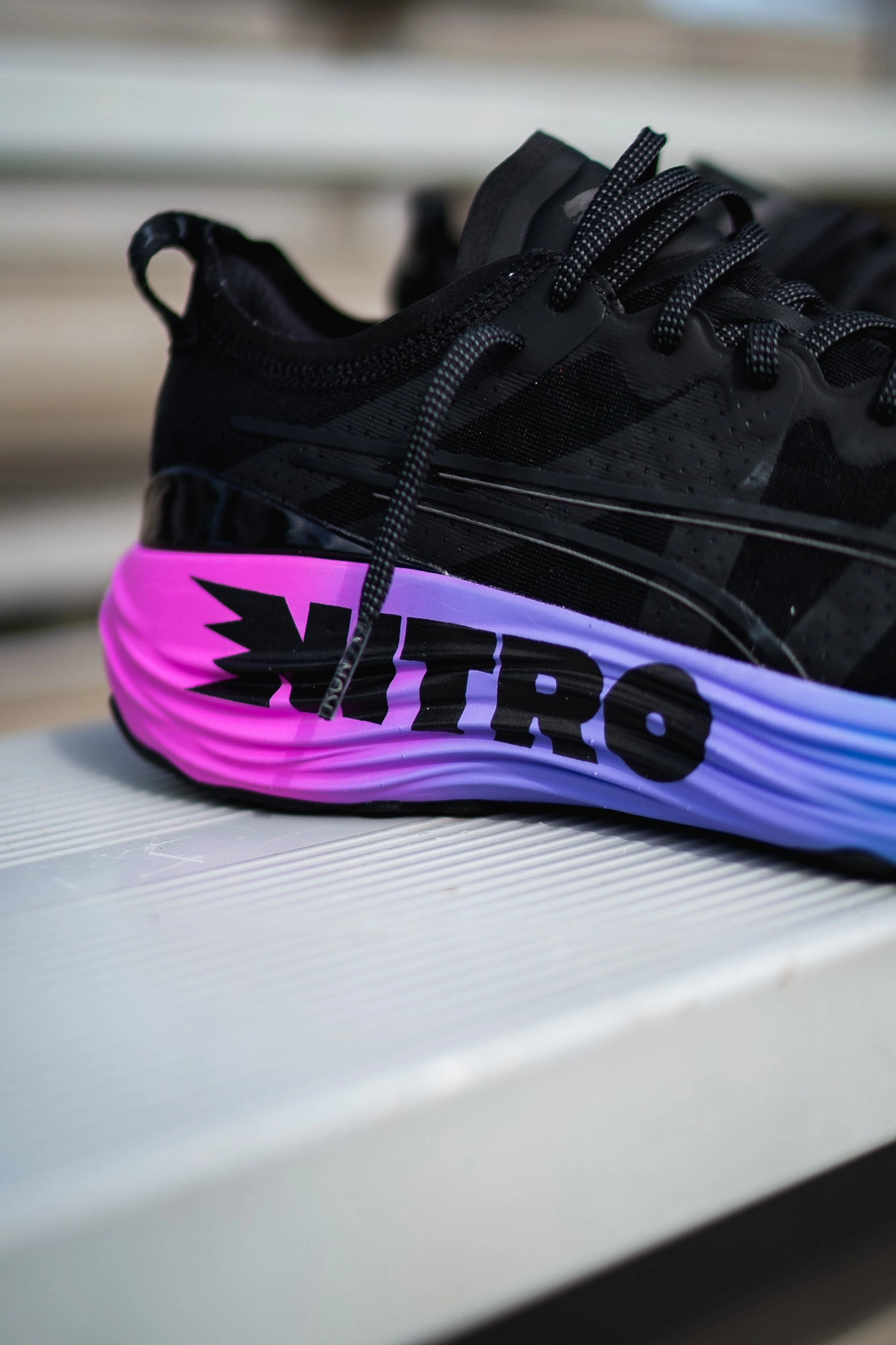 Mens Puma ForeverRun Nitro Sunset (Black/Luminous Blue) Puma athletic shoe visuals
