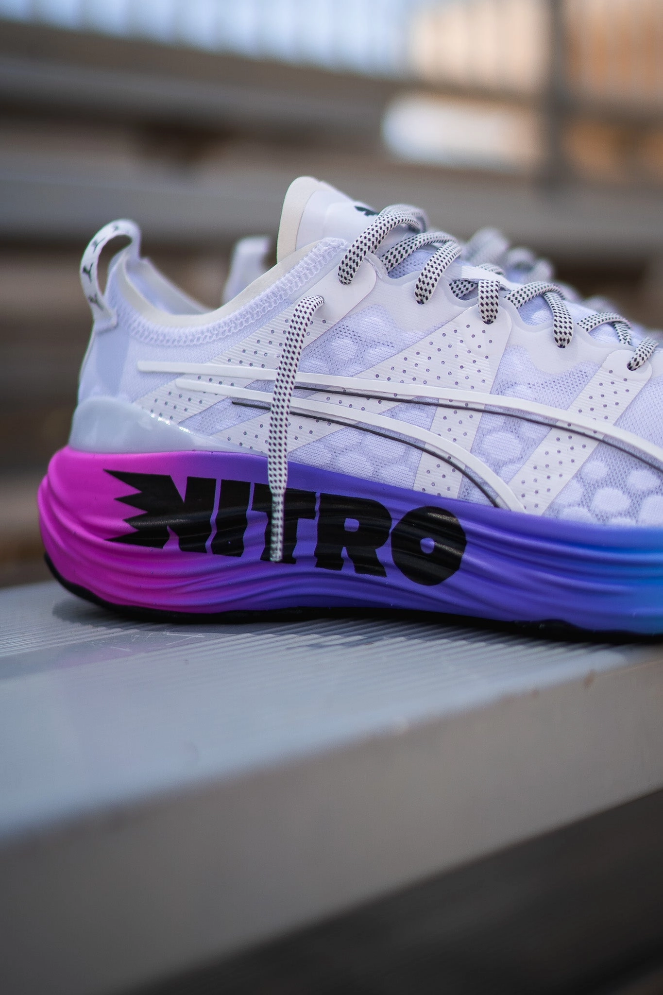 Mens Puma ForeverRun Nitro Sunset (White/Luminous Blue) Puma athletic shoe visuals