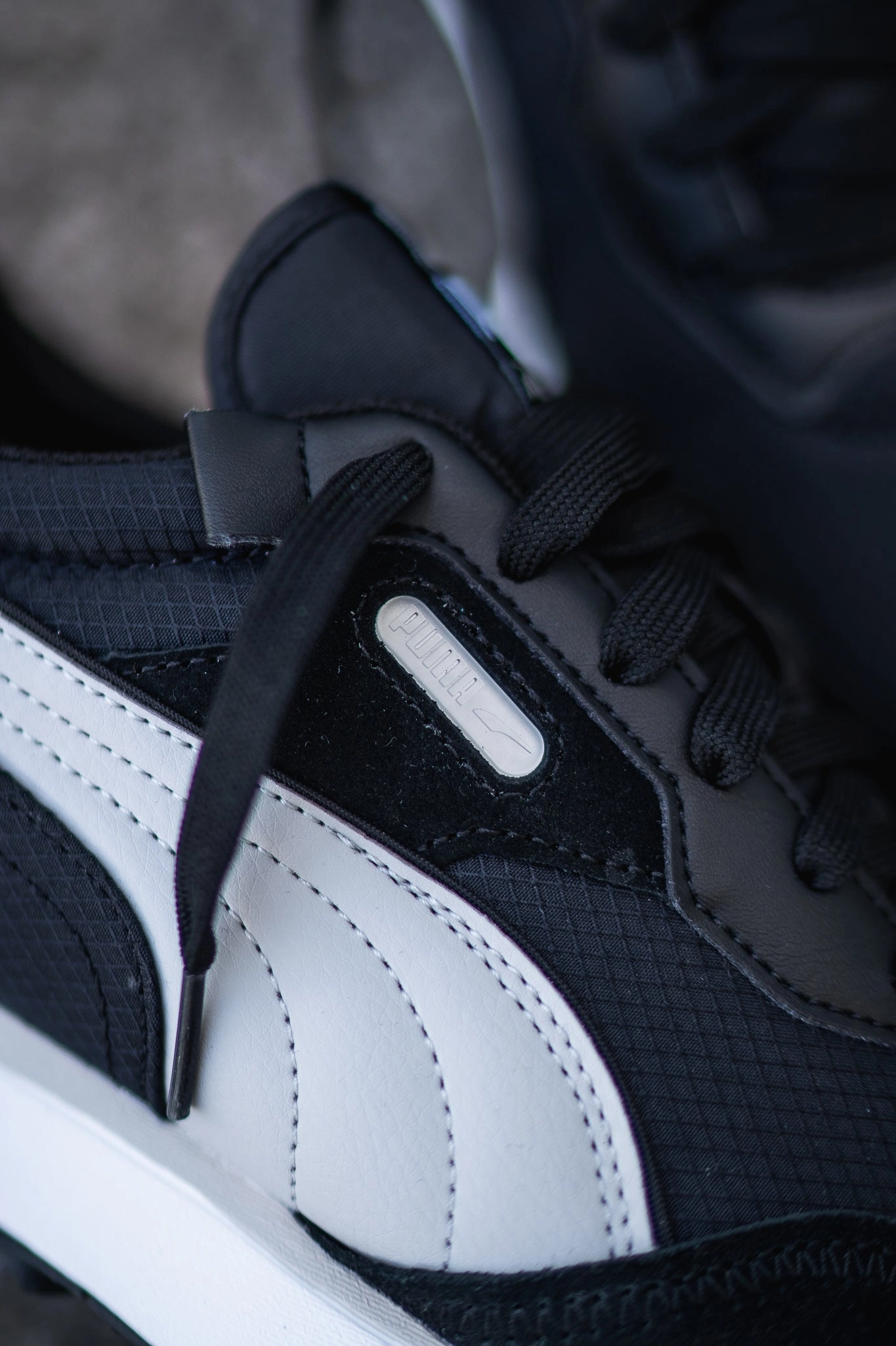 Mens Puma Rider FV Future Vintage (Black/Gray Violet) Puma athletic shoe visuals