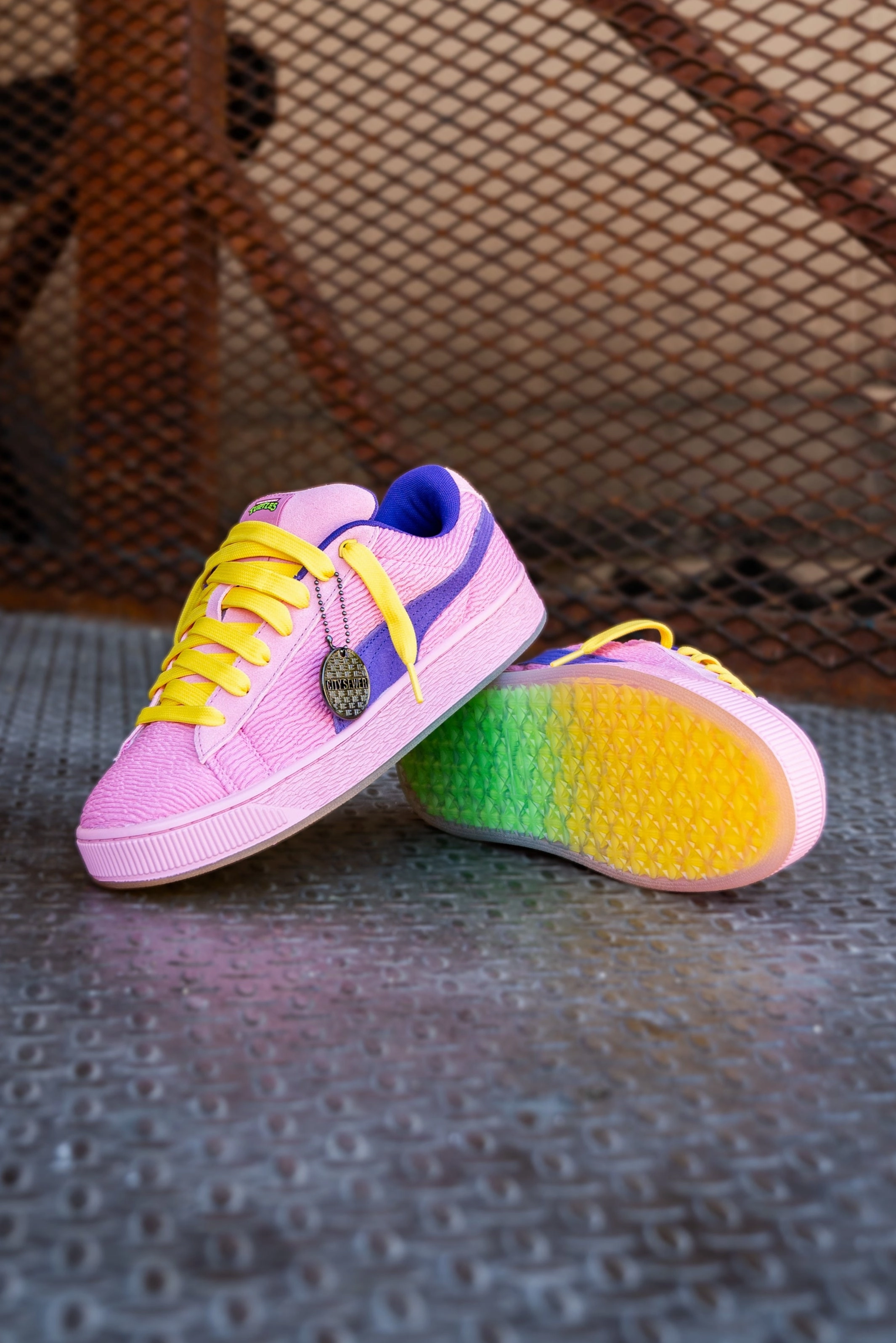 Mens Puma Suede XL Teenage Mutant Ninja Turtles (Mauved Out/Team Violet) Puma athletic shoe visuals