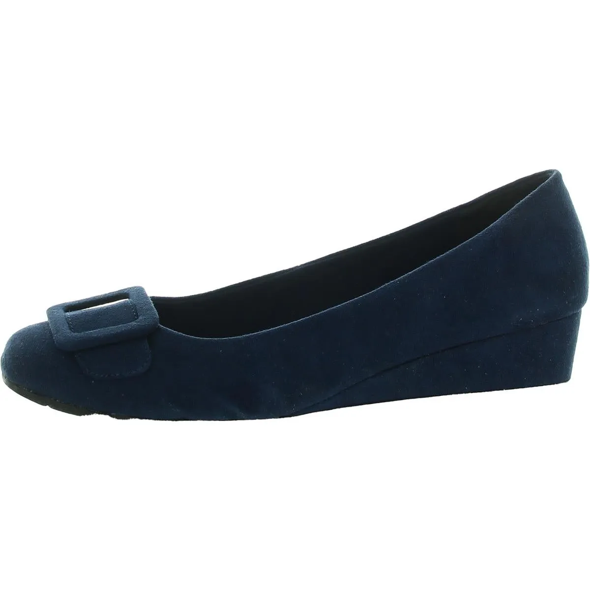 MIRANDA Womens Buckle Faux Suede Wedge Heels