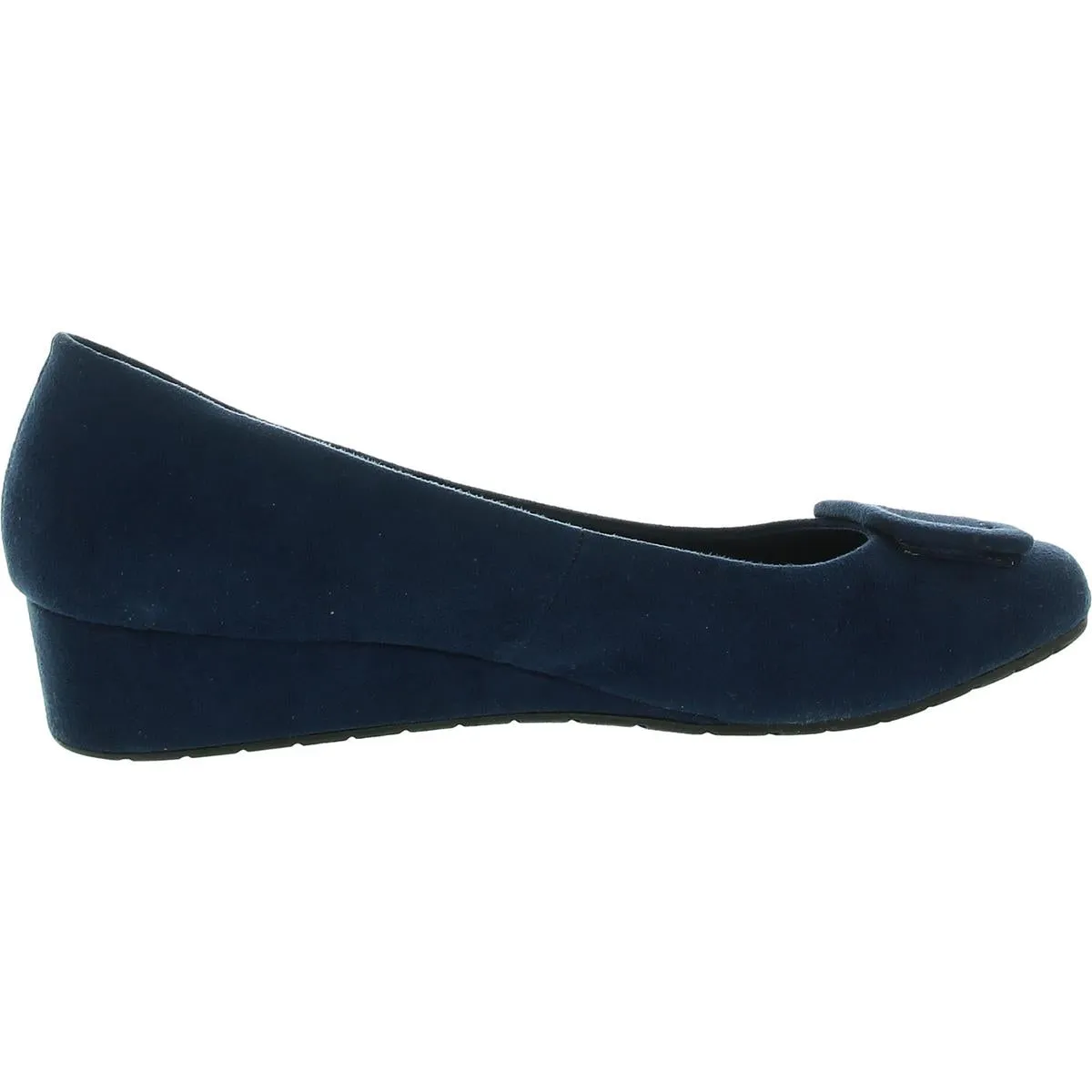MIRANDA Womens Buckle Faux Suede Wedge Heels