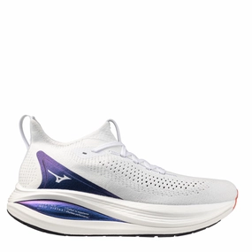 Mizuno Men's Neo Vista 2 Running Shoes in White/White/Iris Bloom AW25 Mizuno durable running shoes for pavement