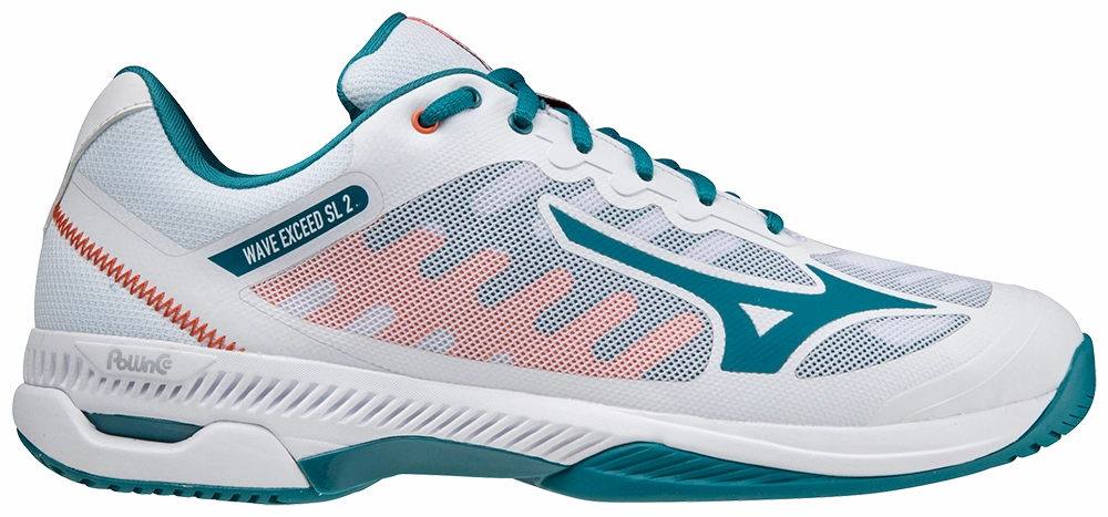 Mizuno Wave Exceed SL 2 (AC) Padel Shoes (White/Harborblue/Firecracker)
