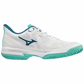 Mizuno Wave Exceed Tour 5 CC Womens Padel Shoes (White/Turquoise) Mizuno padel shoes