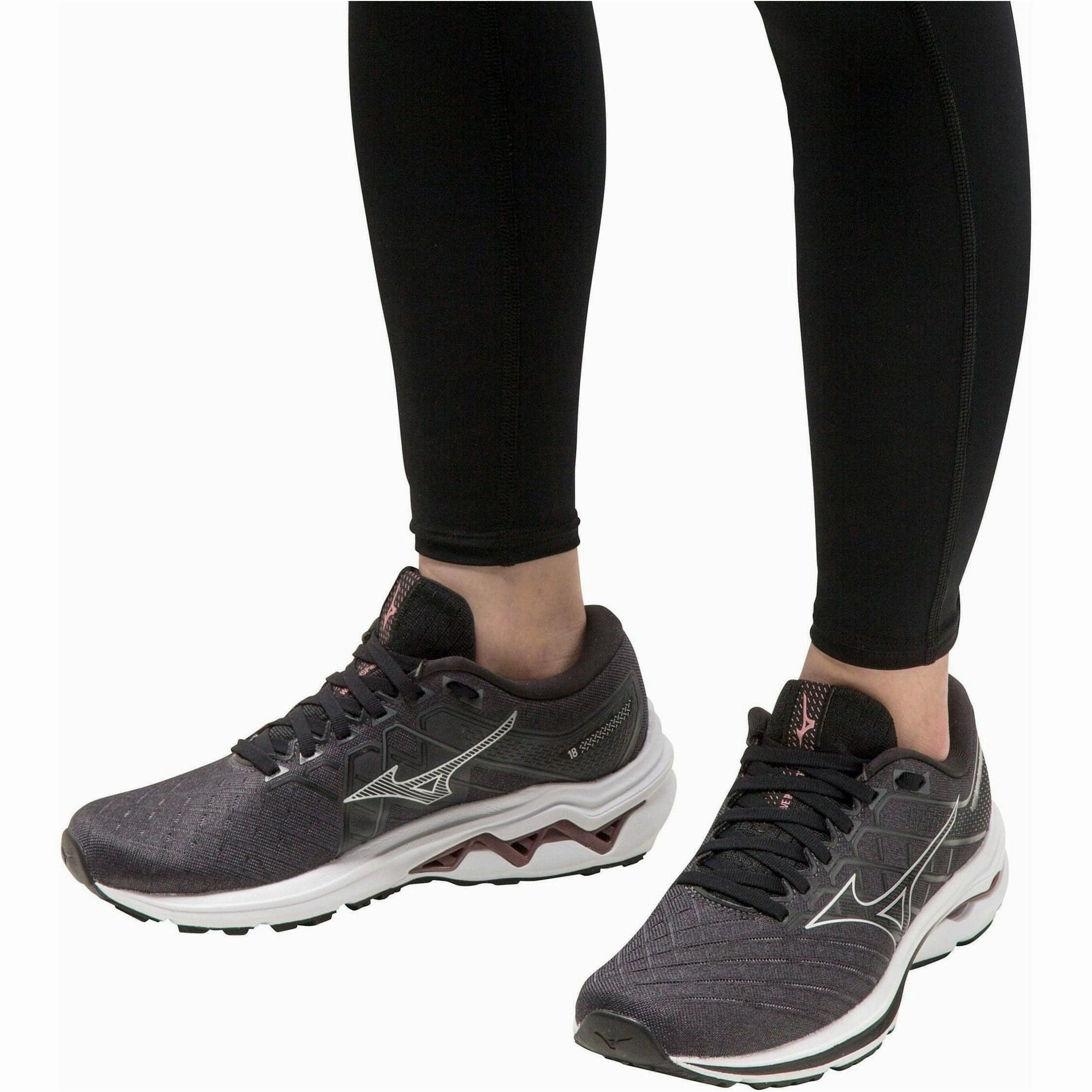 Mizuno Wave Inspire 18 WIDE FIT (D) Womens Running Shoes - Black Performance Sneakers