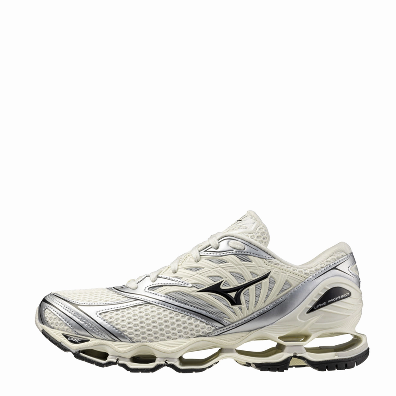 Mizuno Wave Prophecy LS Pristine / Black / Silver Horizon Cushion Shoes