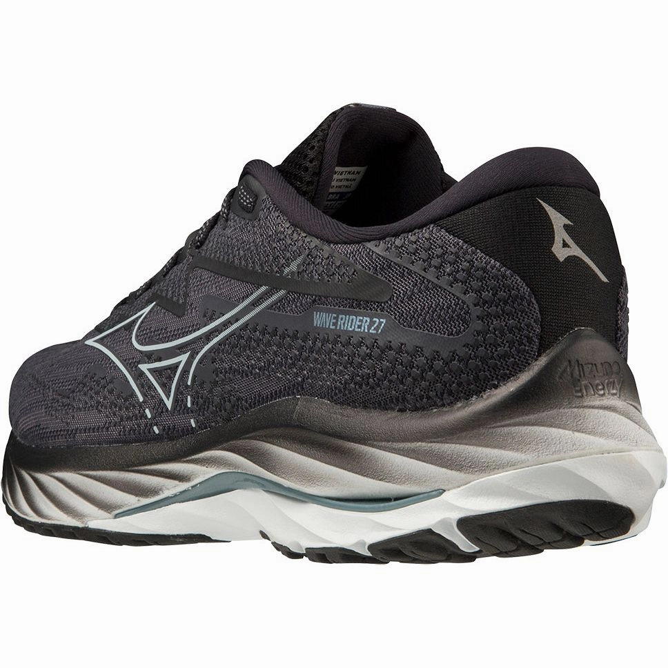 Mizuno Wave Rider 27 WIDE FIT (2E) Mens Running Shoes - Black Advanced Sport Runners