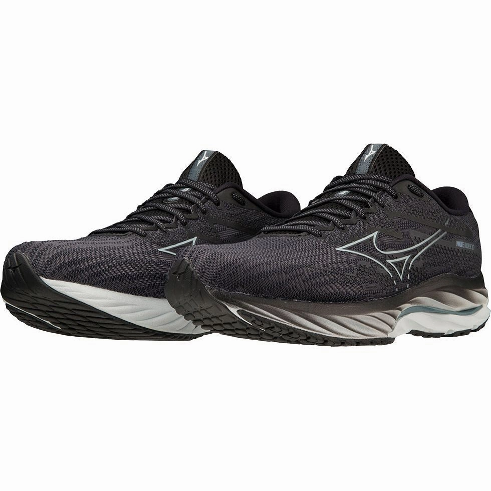 Mizuno Wave Rider 27 WIDE FIT (2E) Mens Running Shoes - Black Advanced Sport Runners