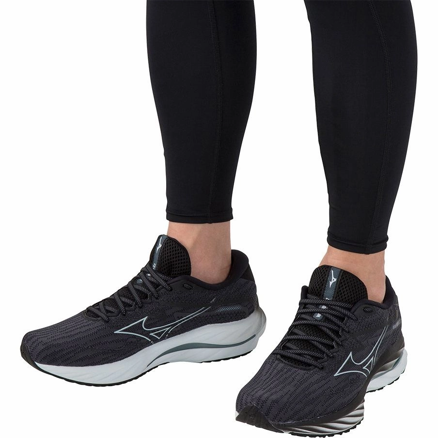 Mizuno Wave Rider 27 WIDE FIT (2E) Mens Running Shoes - Black Advanced Sport Runners