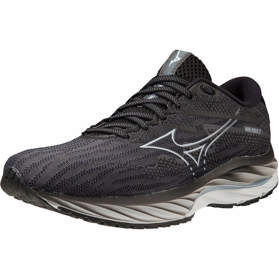 Mizuno Wave Rider 27 WIDE FIT (D) Womens Running Shoes - Black Advanced Sport Runners