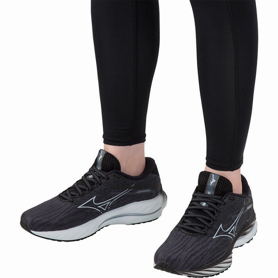 Mizuno Wave Rider 27 WIDE FIT (D) Womens Running Shoes - Black Advanced Sport Runners