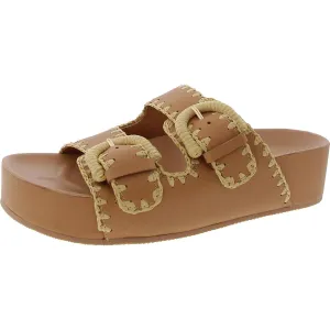 MLSOLEA Womens Buckle Man Made Slide Sandals