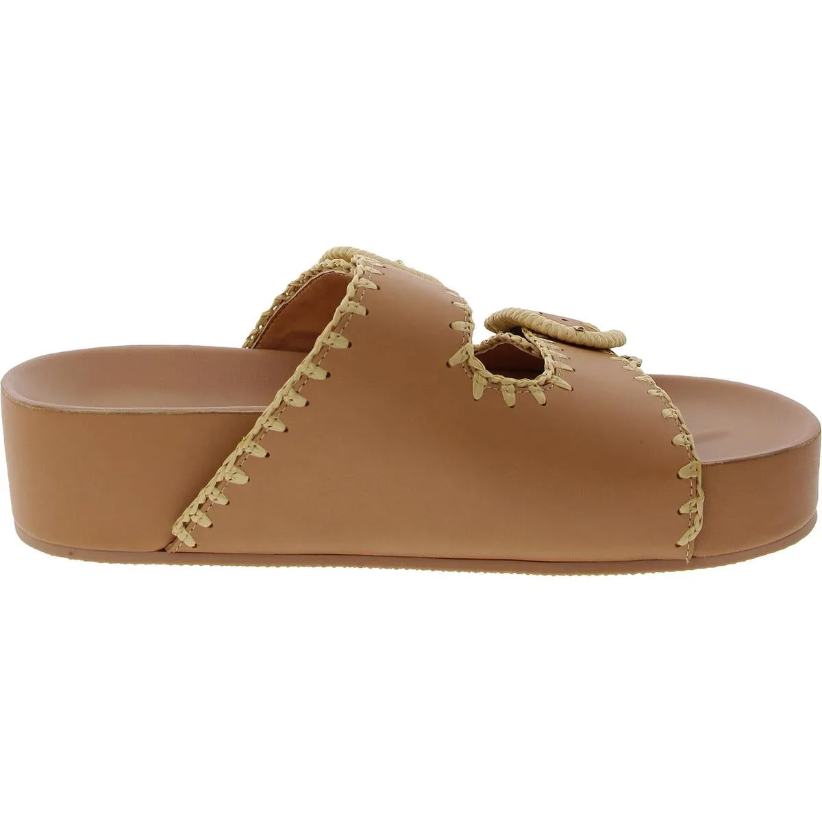 MLSOLEA Womens Buckle Man Made Slide Sandals