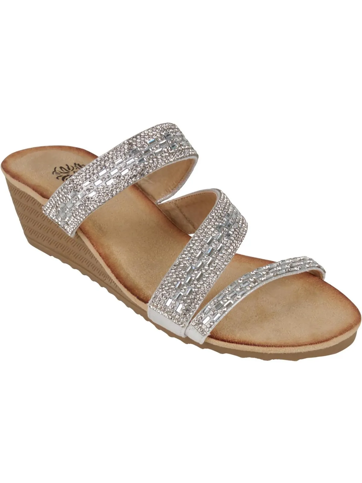 Mona Womens Faux Suede Slide Wedge Sandals