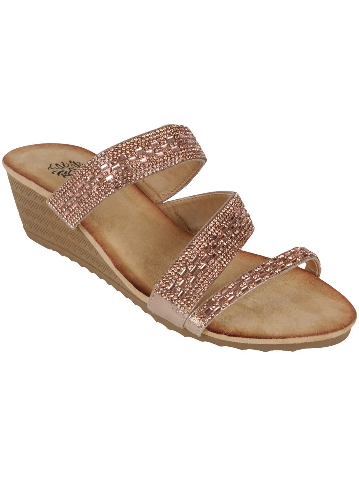Mona Womens Faux Suede Slide Wedge Sandals