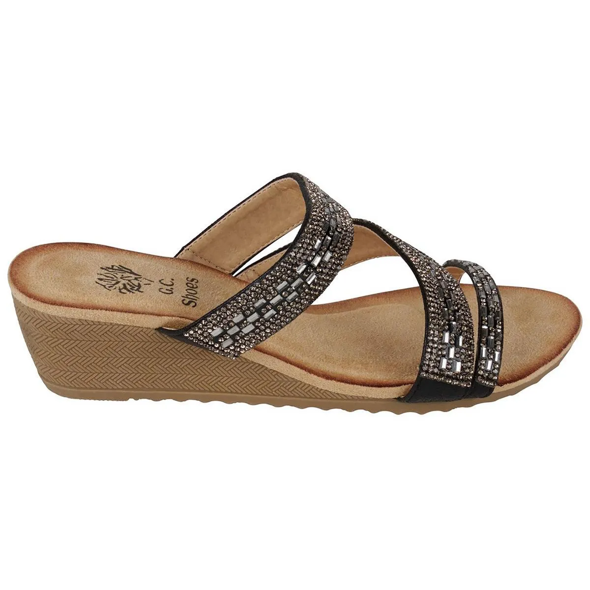 Mona Womens Faux Suede Slide Wedge Sandals