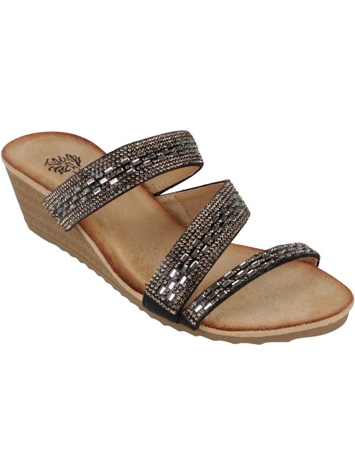 Mona Womens Faux Suede Slide Wedge Sandals