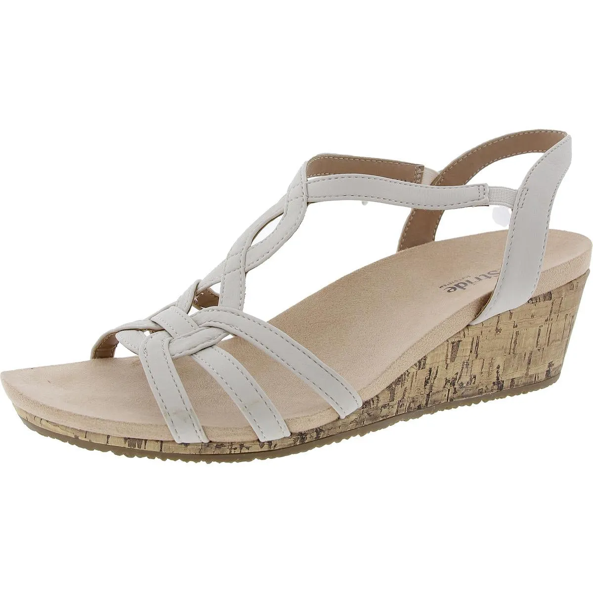 Monaco 2 Womens Strappy Faux Leather Wedge Sandals