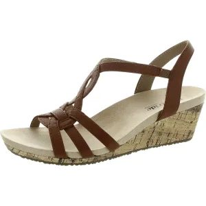 Monaco 2 Womens Strappy Faux Leather Wedge Sandals