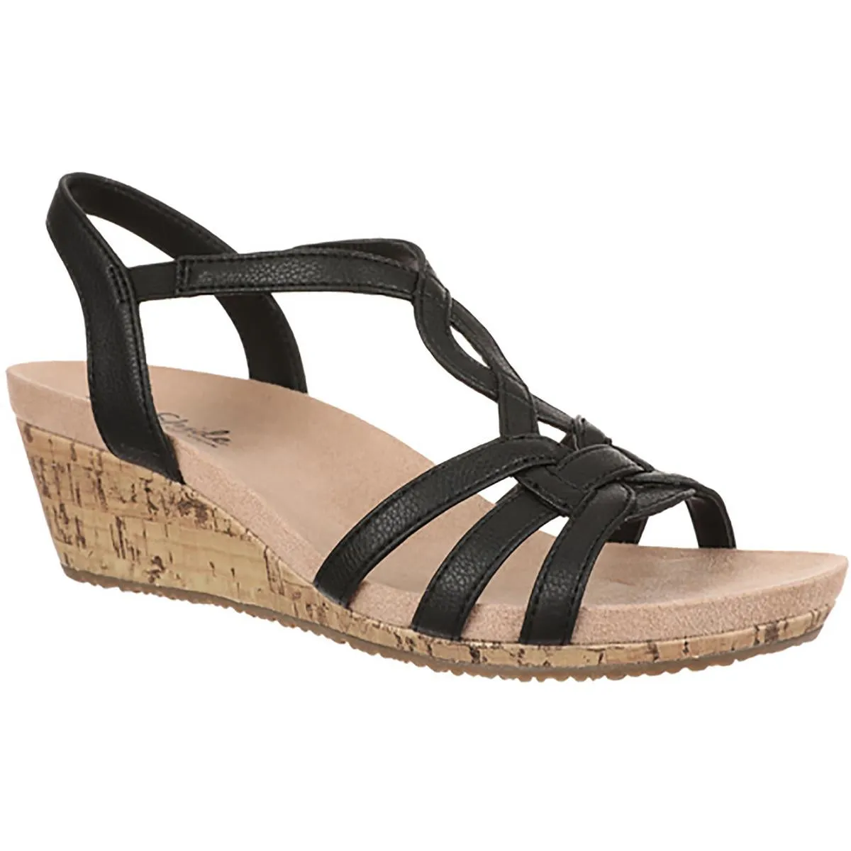 Monaco 2 Womens Strappy Faux Leather Wedge Sandals