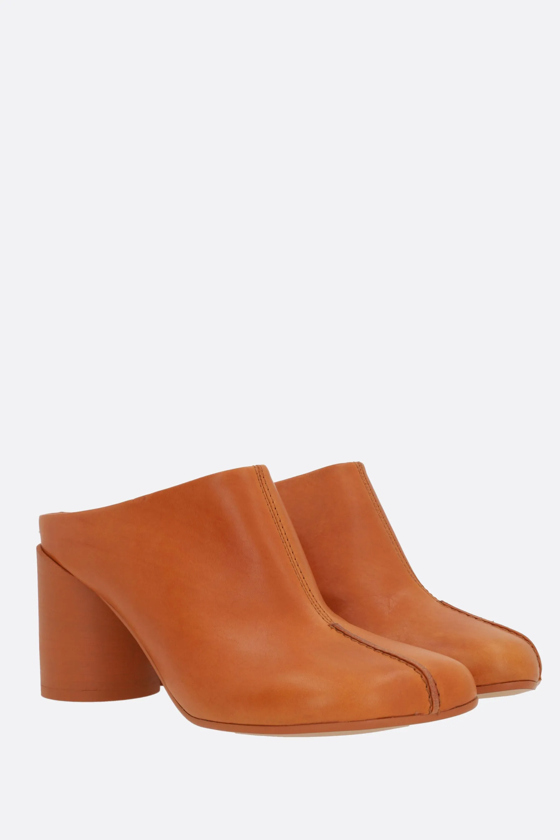 mule in stitch-out leather