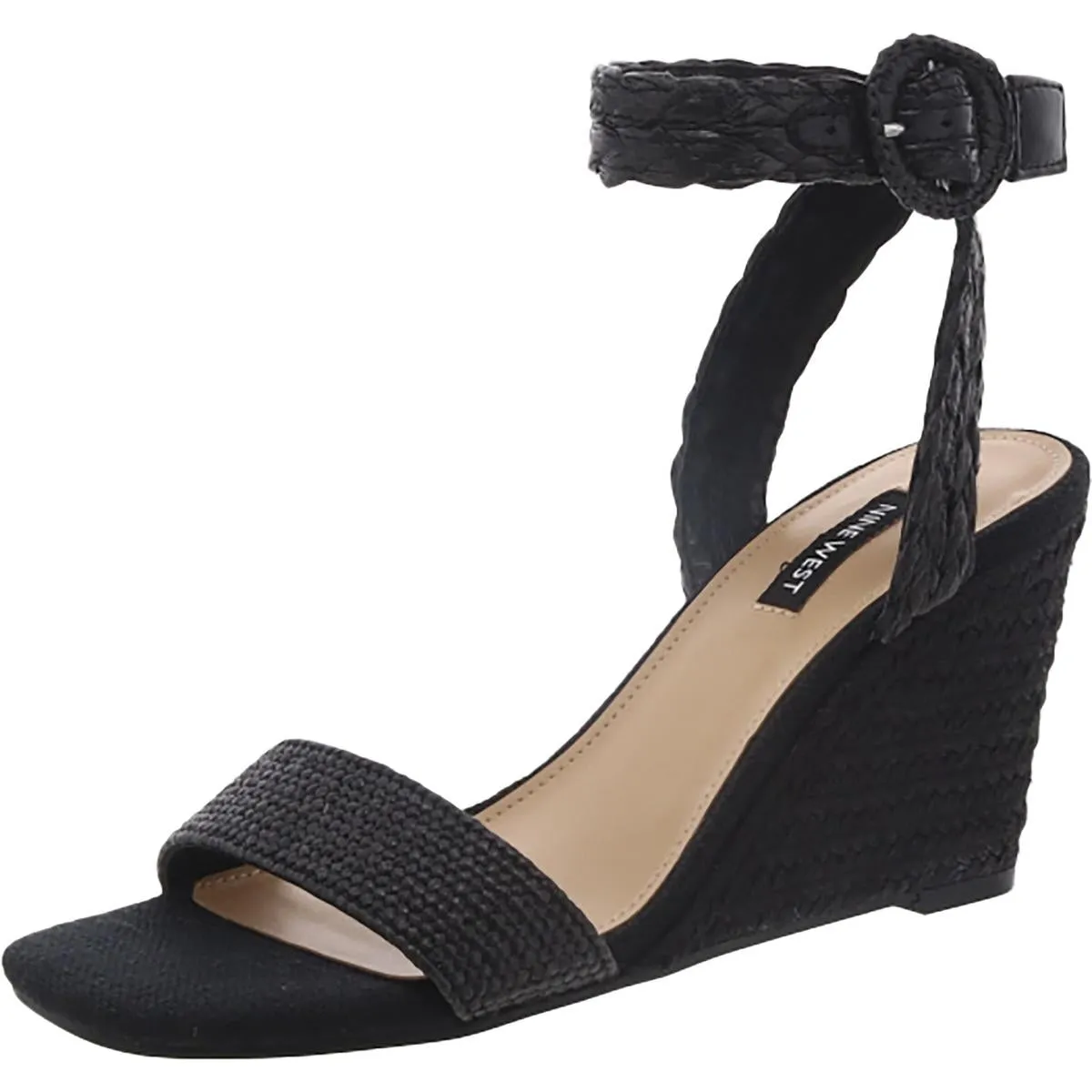 NERISA3 Womens Woven Square toe Wedge Sandals