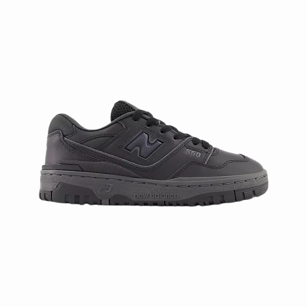New Balance 550 Triple Black Iconic Court Sneakers