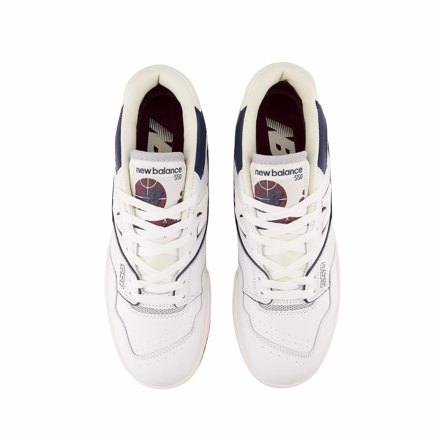 New Balance 550 White Natural Indigo Burgundy Iconic Court Sneakers