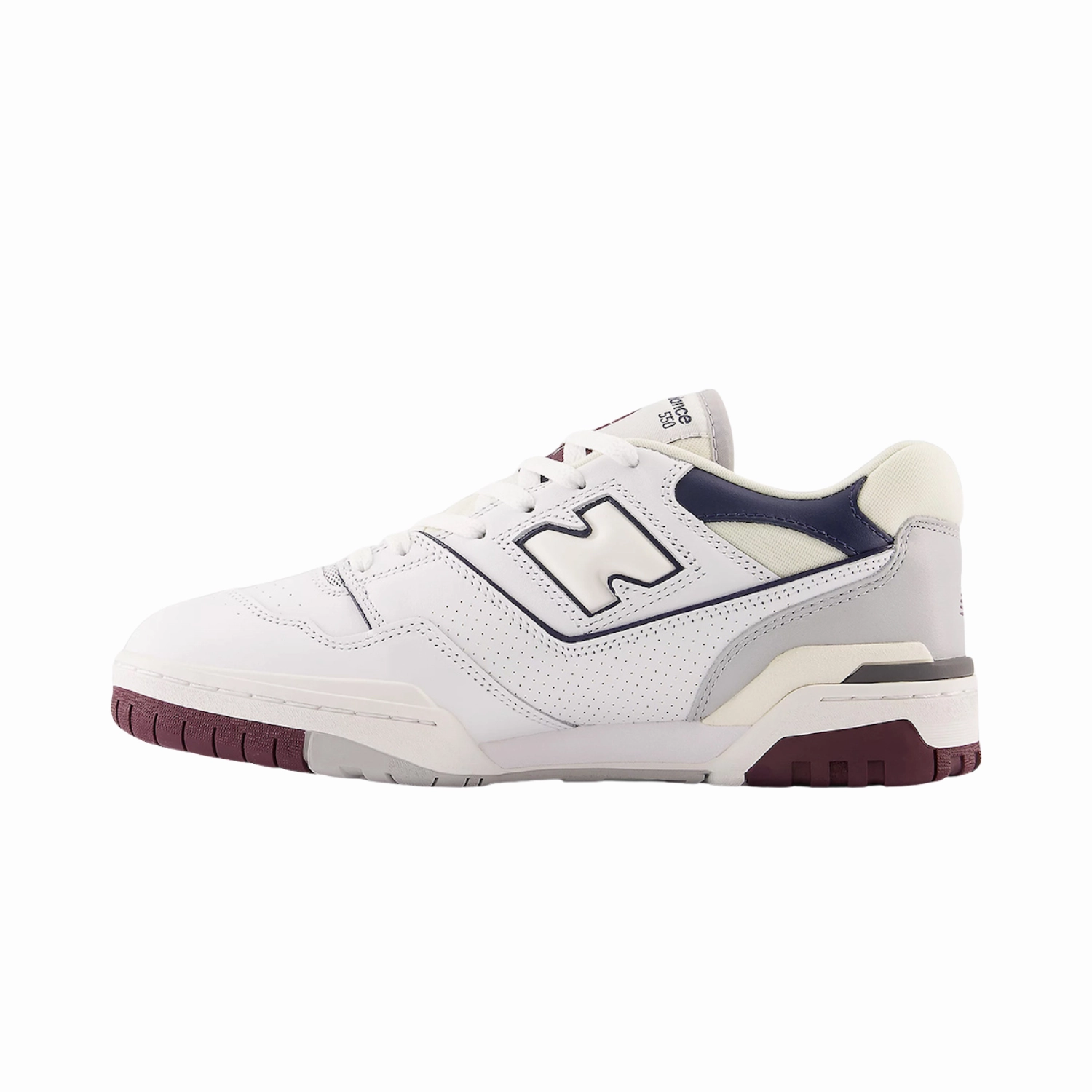New Balance 550 White Natural Indigo Burgundy Iconic Court Sneakers