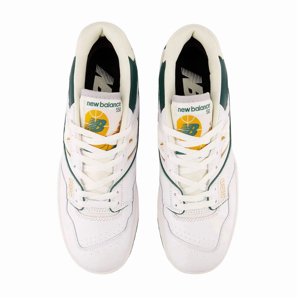 New Balance 550 White Nightwatch Green Iconic Court Sneakers